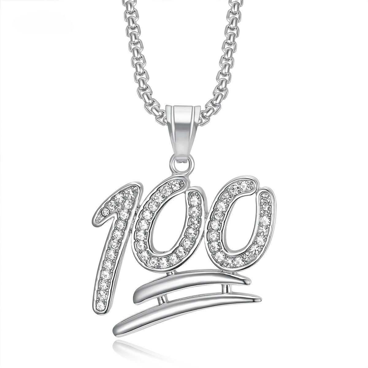 

100 Pendant Necklace 2026 Fashion Trend Inlaid Zircon Men s Party Jewelry Accessories 60CM