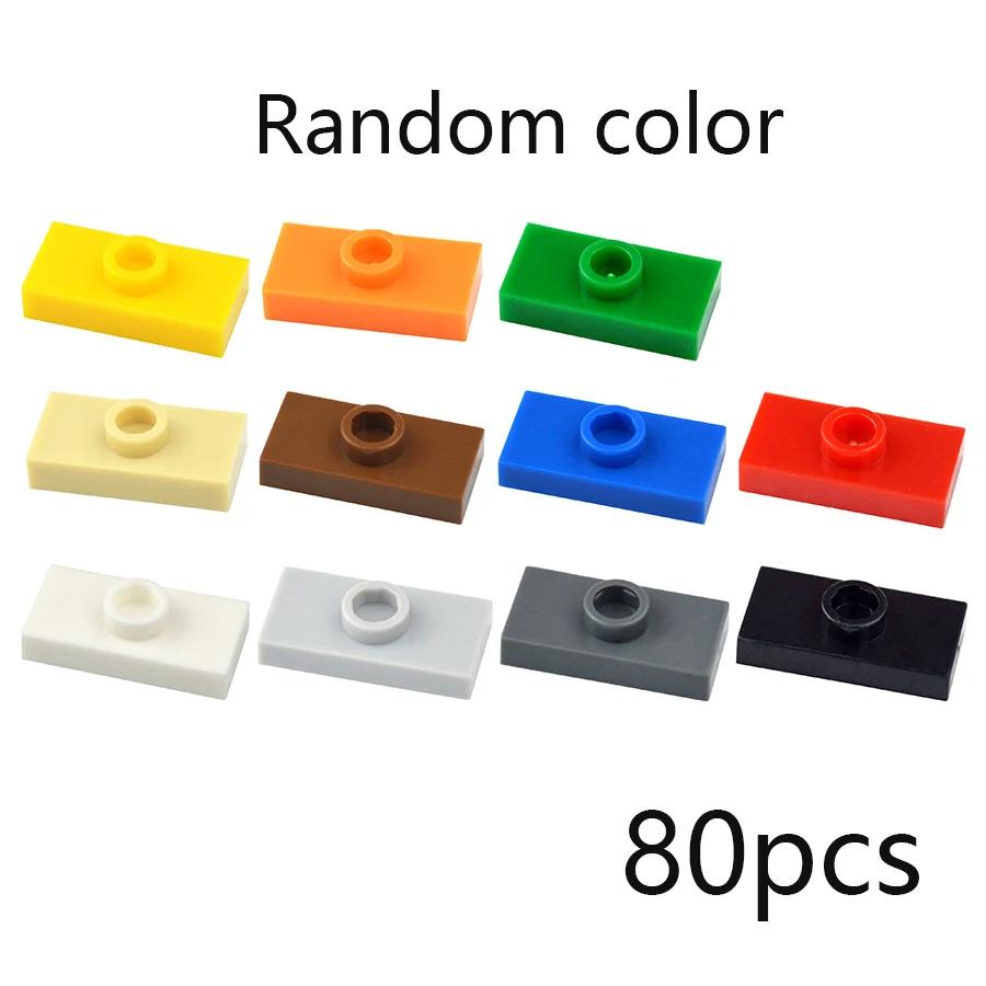 80Pcs MOC Assembles Particles Thin Brick 1x2 with 1 Stud Dots Plate Building Blocks Kid High-Tech Toys Compatible 15573 3794