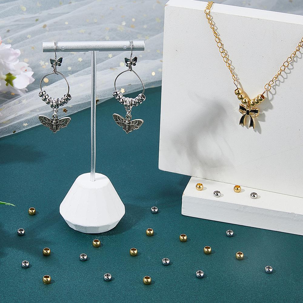 1set 100pcs 2 Colors Stainless Steel Beads Rondelle Golden & Stainless Steel Color 5x3~3.5mm Hole: 3mm 50pcs/color