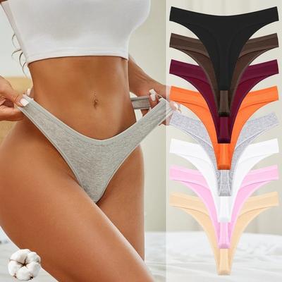 Perizomi da Donna Senza Cuciture in Cotone Sexy a Vita Bassa Monocolore Traspiranti Intimo Femminile Morbido Confortevole Bikini G-String