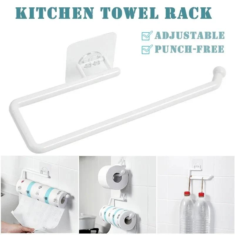 Kitchen Tissue Holder Hanging Toilet Roll Paper Holder Kitchen Paper Towel Rack Bathroom Cabinet Door Hook Holder Organizer
