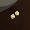 Fashion Minimalist Geometric Square Citrine Stud Earrings for Women