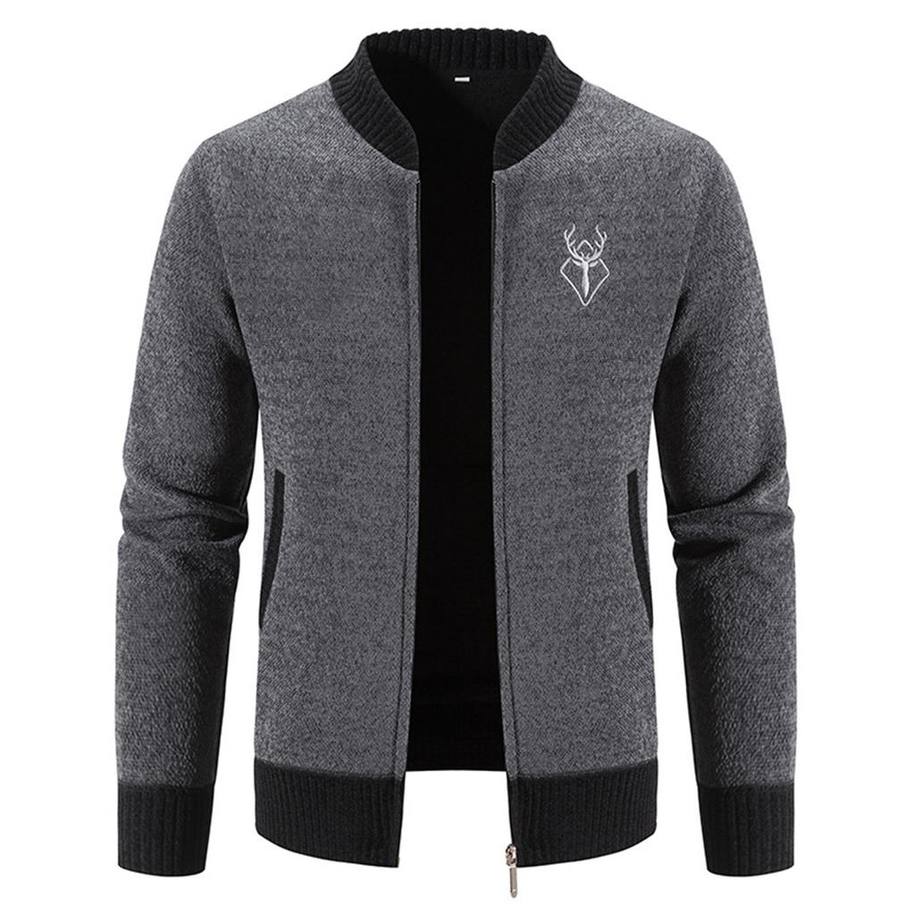 Men's Fashion Leisure Long Sleeve Warm Solid Color Hooded Jackets Tops