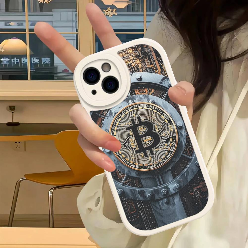 B-Bitcoin Leather Phone Case For IPhone 16 15 14 17 Pro Max 11 12 Mini Plus Soft Shell