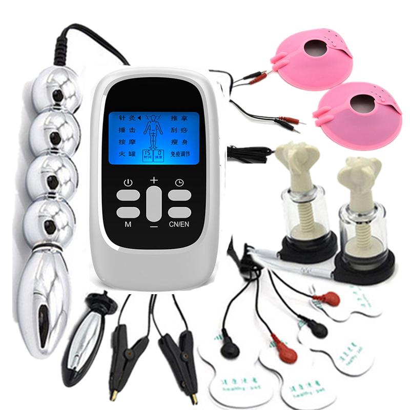 BDSM Elektroschock Metallkugel Anal-Butt Plug Elektro-Nippelsauger Klemmen Bruststimulationspads Kits Sex Medizinisch Thematisierte Spielzeuge