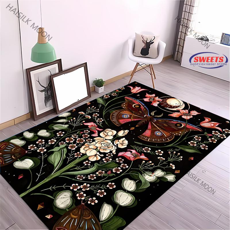 Luxury Sun Moon Floral Printed Carpet LivingRoom Bedroom Entrance Door Mat Sofa Large Rugs Birthday Christmas Thanksgiving Gifts