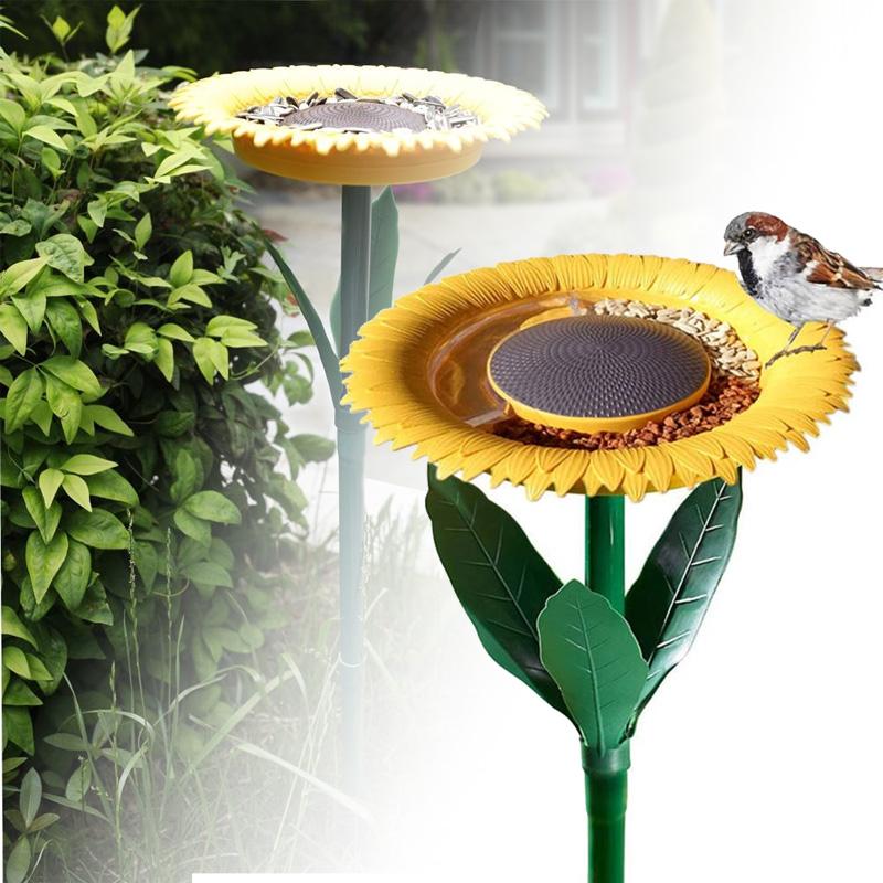 FlowerShaped Bird Feeder Sunflower Vertical Outdoor BirdBathFeeder DualFunction Feeding Bathing Bowl Garden Hanging Decor Gift