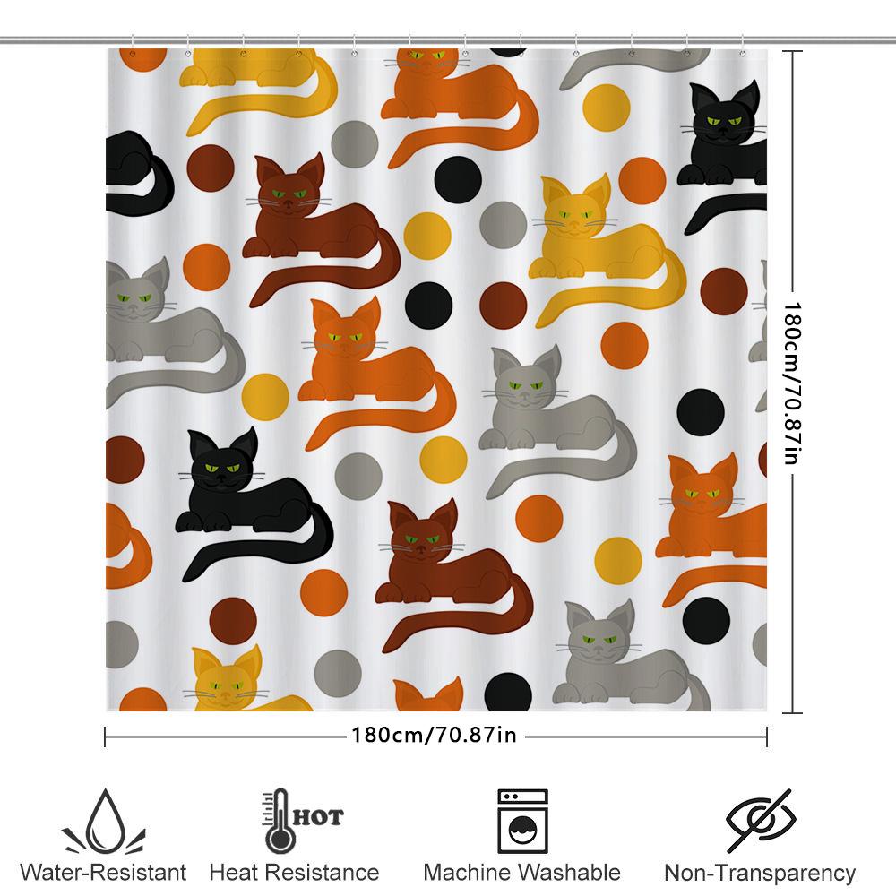 Bathroom Curtain Cats Print Shower Curtain Waterproof Home Decor Polyester Fabric Size Customizable Perfect Gift For Cat Lovers