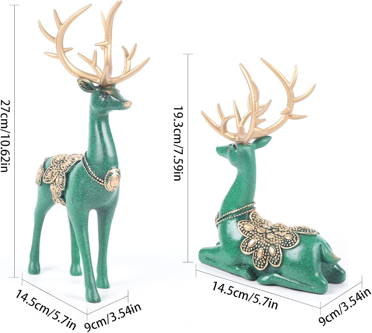 

Tabletop Lucky Deer Statue Decor Resin Figurines Sculptures Center Living Room зелёный