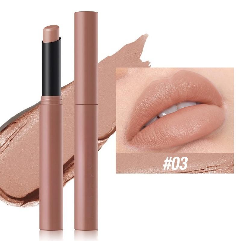 Matte Lipstick Non-Stick Cup Long-Lasting Velvet Finish Lipstick Pen Smooth Matte Lip Color Waterproof Non-Fading 12 Colors Nude