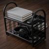 Plastic Double Layer Storage Rack Space Saving Desktop Organizer Shelf Hollow Out Organizer  Office