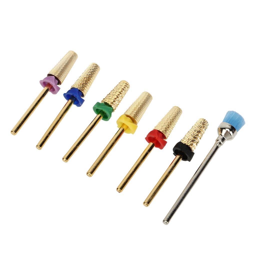 7pcs Nail Drill Bits Stainless Steel Replacement Nail Drill Heads for Manicure Grinding