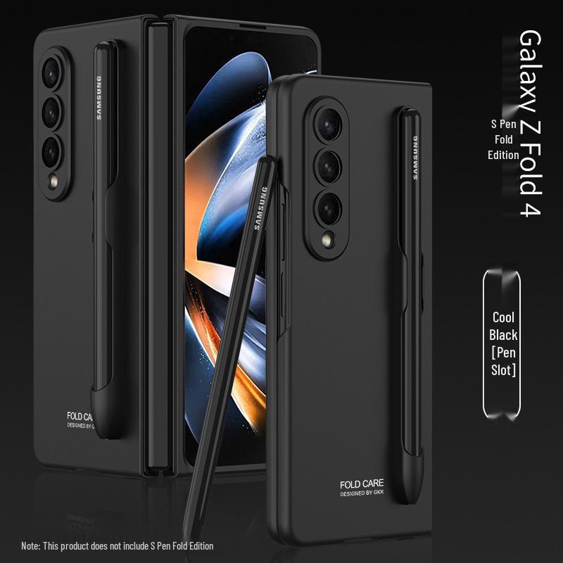 Frosted Pure Color Pen Slot Protective Case for Samsung Fold4