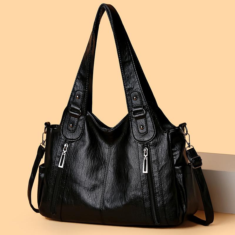 Women's Tote Bag Large Capacity Vintage Shoulder Bag Soft Leather Handbag