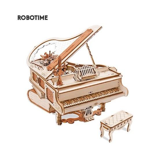 ROKR Magic Piano Robot Time AMK81 DIY Music Box Wood Puzzle Making Korean Manual, Korean Popular Puzzles