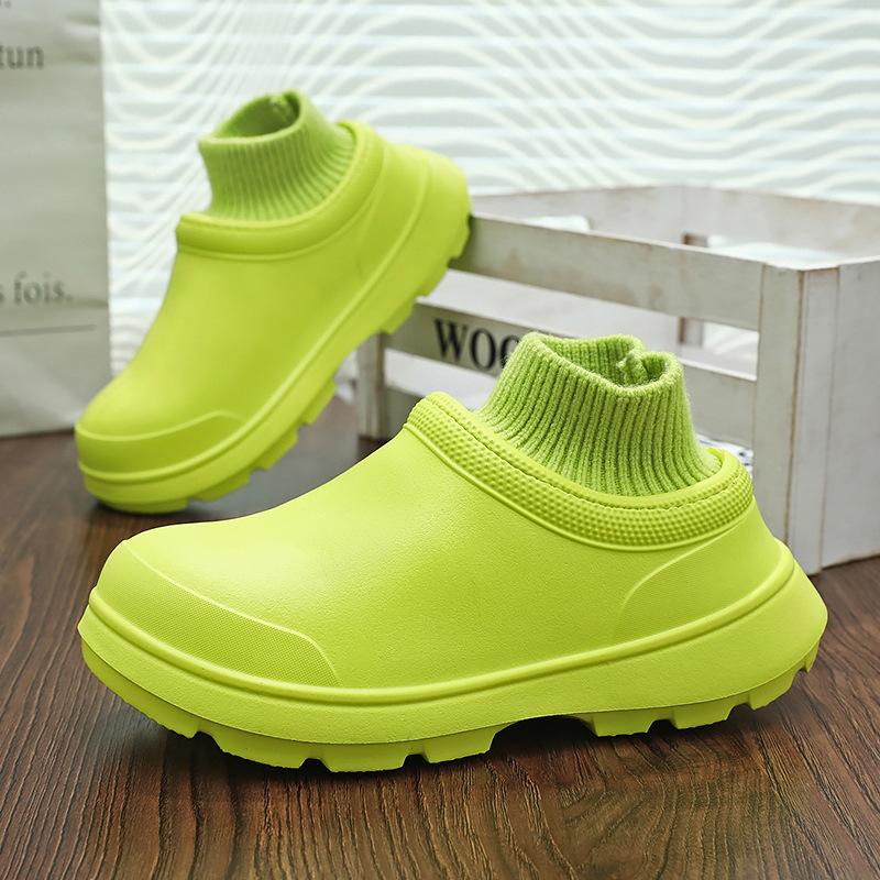 Rain boots, men's and women's couples, fleece, warm, lightweight, waterproof shoes, men's cotton shoes, car wash shoes, work shoes, women's shoes