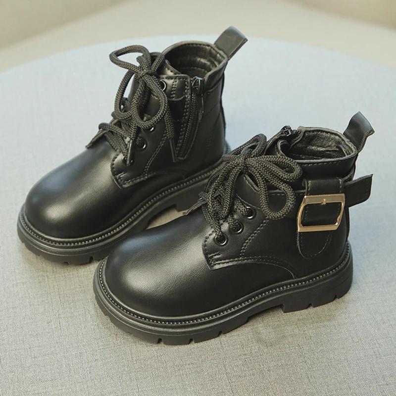 

Детские мотоботы Красивые Модные Ботильоны для мальчиков и девочек Однотонные Универсальные 2024 Совершенно новые Детские короткие ботинки Мягкая подошва 27 чёрный