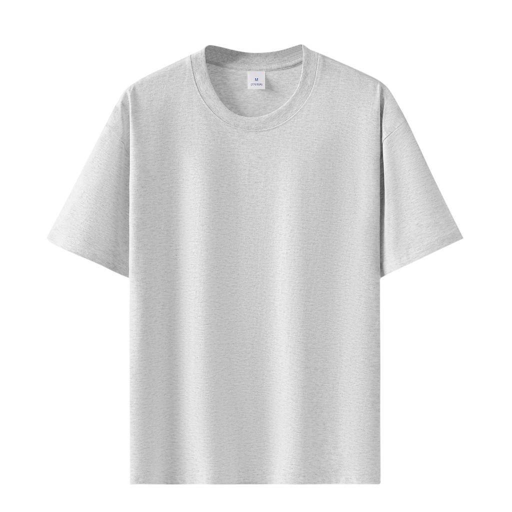Unisex Round Neck Short Sleeve Loose Fit T-Shirt Cotton Solid Heavyweight Top