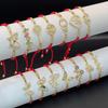 Adjustable Luxury Red Rope Bracelet with Copper Inlaid Zircon Butterfly Design