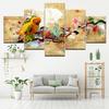 Abstract Chinese Style Magpie Bird 5 Piece Canvas Picture Print Wall Art Canvas Painting Wall Decor for Living Room No Frame