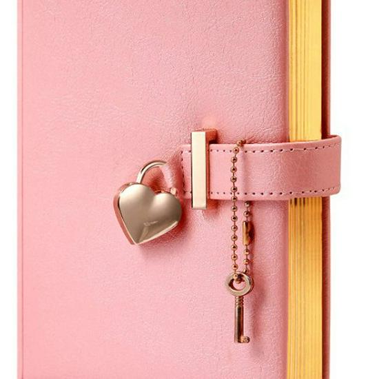 

Customized PU Notebook with Logo Print - Heart Lock Diary for Business Meetings