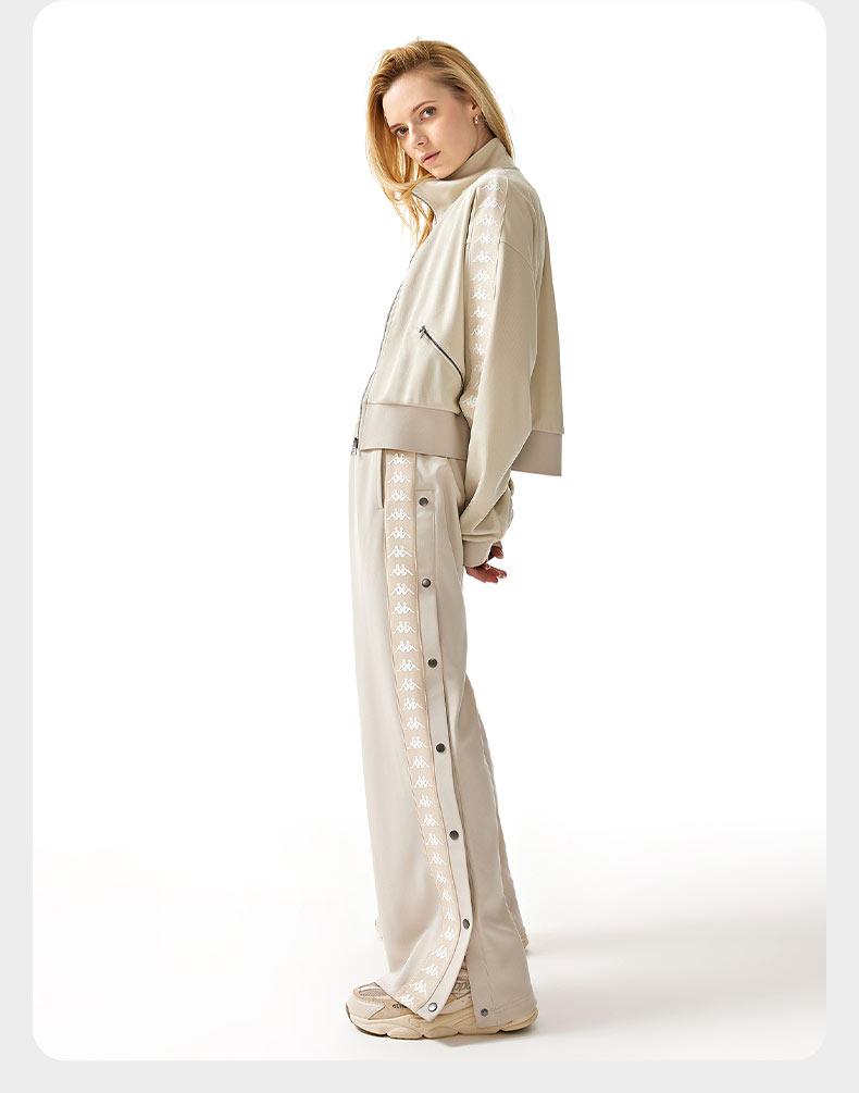 Kappa Tag Sports Pants New Women's High Waist Straight Leg Pants Buckle Casual Pants Waist Pants