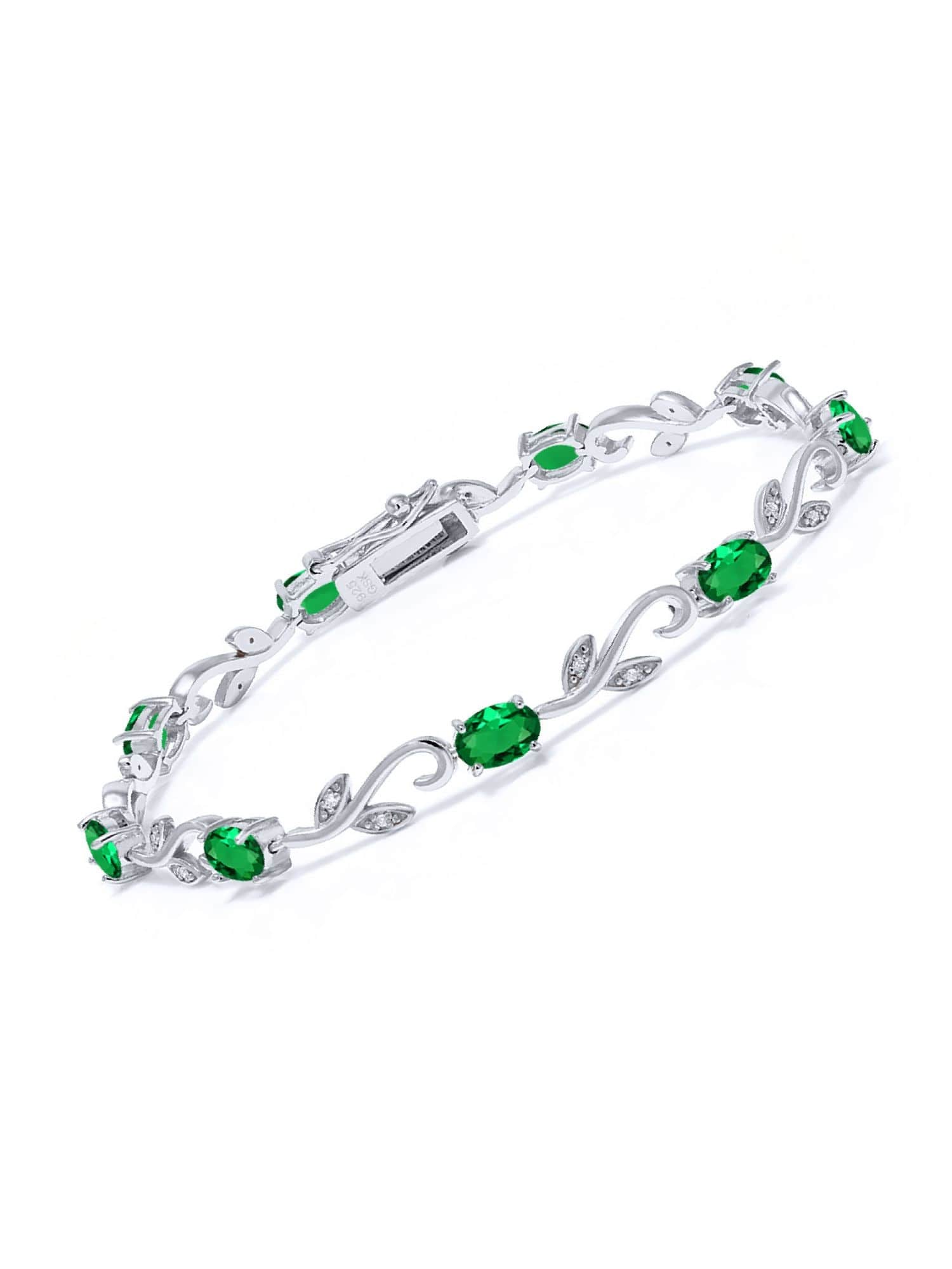 

Green Cz Tennis Bracelet -925 Sterling Silver