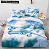 Airplane King Queen Full Duvet Cover Vintage Fighter Bedding Set for Kids Teens Adults Sky Clouds Grey 2/3pcs Soft Quilt Cover