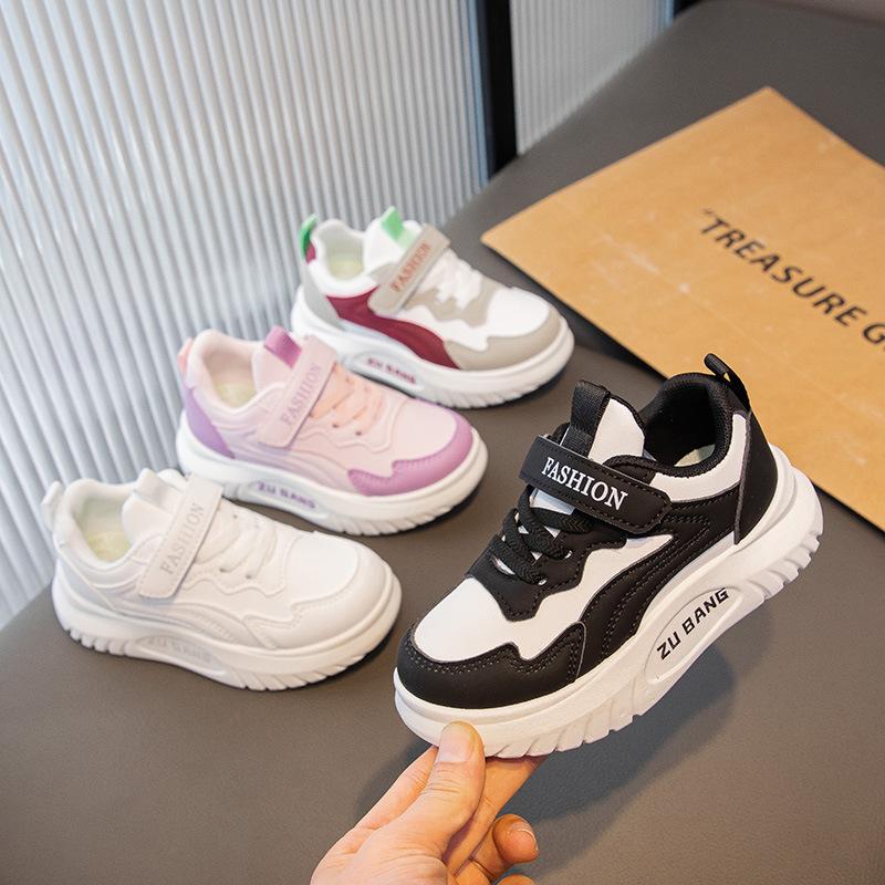Girls' Sports Shoes 2025 Spring and Autumn New Children's Dad Shoes Leather Board Shoes Boys Breathable Casual Running Shoes