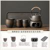 Household warm tea small set retro gilt kung fu tea set office living room one pot two cups coarse pottery beam pot