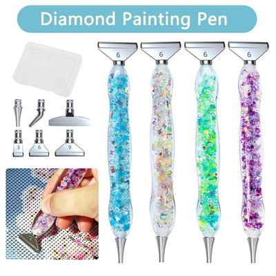 Leuchtender Harz-Punktbohrer-Stift DIY 5D Diamantmalerei Stift Kreuzstich Diamantmalerei Zubehör mit Metall-Ersatzkopf