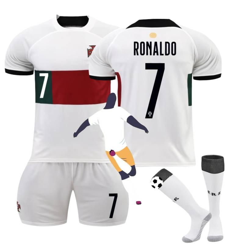 Premium White 7 C.ronaldo Football Kit Set With Original Socks 2022 World Cup Edition
