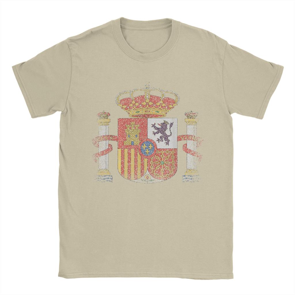 Mens TShirts Spain Coat of Arms Spanish Map Vintage Pure Cotton Tees Short Sleeve T Shirt Round Collar Clothing Gift Idea