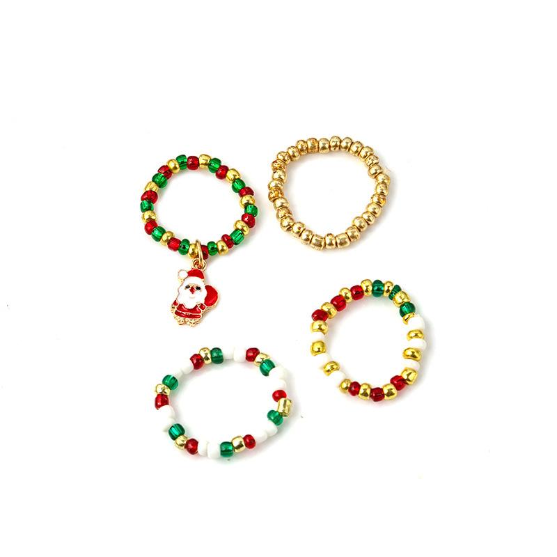 Autumn And Winter Christmas Ring Series, Colorful Color Matching Beaded Finger Ring, Creative Temperament Ring
