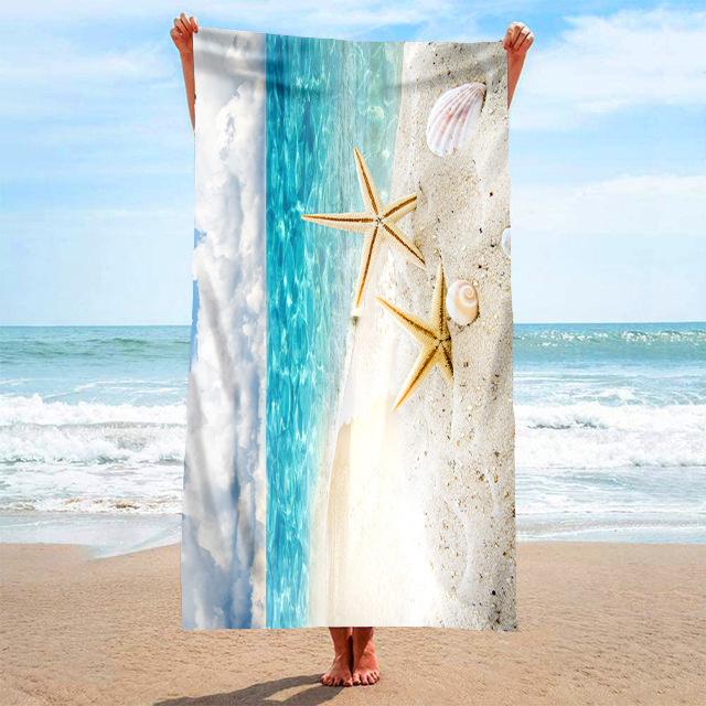 Starfish Shell Beach Towel Delicate Microfiber Kids Adults Bath Towel Outdoor Seaside Soft Blanket Living Room Home Decor Swim