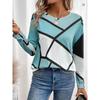 Ladies' Autumn and Winter New Casual Striped Pattern Round Neck Long Sleeved T-shirt Top