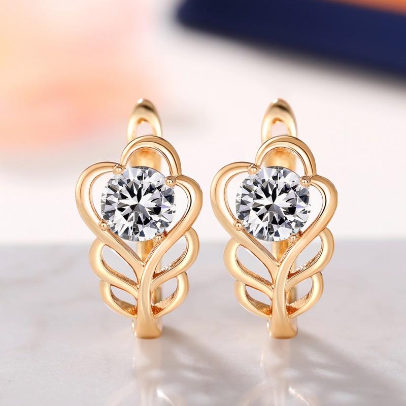 

Huitan Bridal Wedding Earrings Gold Color Flower Design New Luxury Earrings Cubic Zirconia Exquisite Statement Zircon for Women
