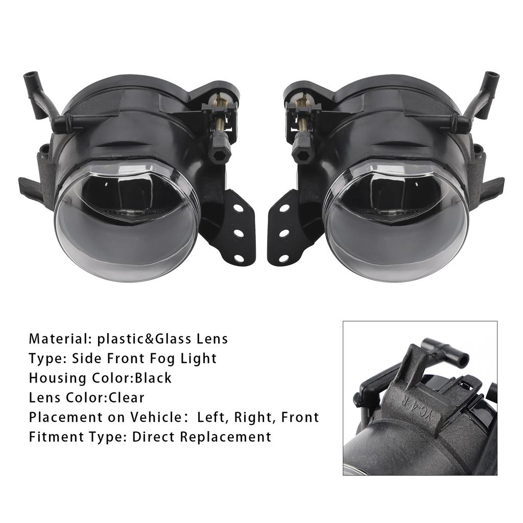 Pair Front Bumper Fog Light Lamp Bulb Housing For BMW E60 5-Series  2004-2007