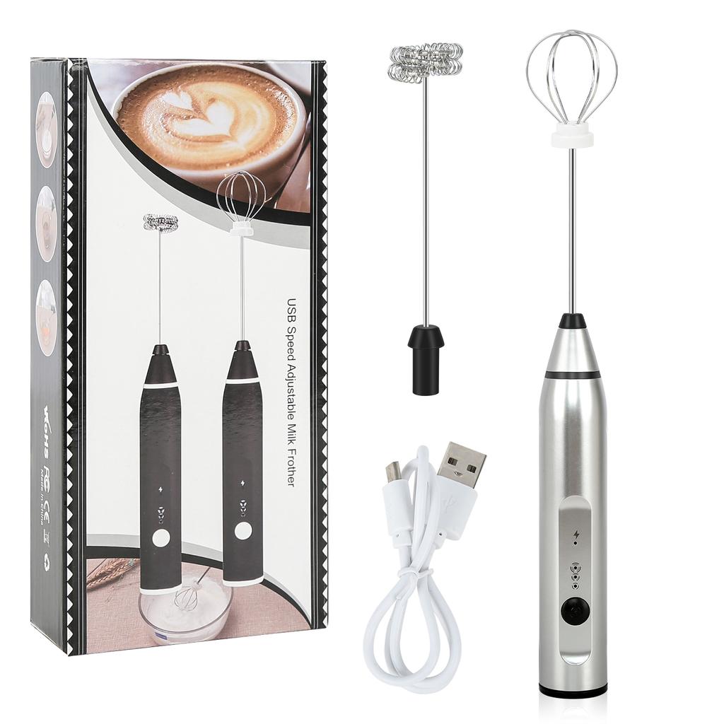 Elektrická ruční šlehačka na šlehání mléka napěňovač pěny USB dobíjecí mixér se 2 z nerezové oceli