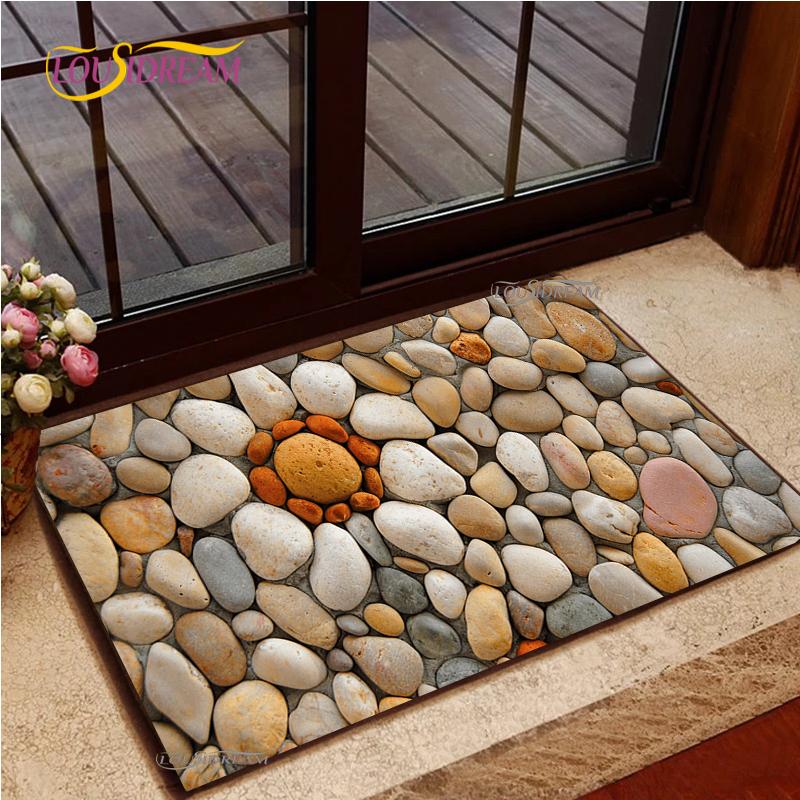 3D Cobblestone Welcome Entrance Doormats Cartoon Carpets Rugs For Home Bath Living Room Floor Stair Kitchen Hallway Non-Slip Mat