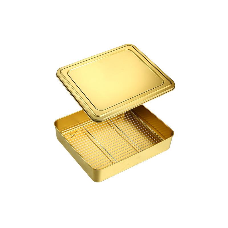 Stainless Steel Deep Snack Plate with Lid - Rectangular Baking Pan and Narrow Tray