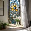 Yousheng Fenster Sichtschutzfolie Sonnenschutz Buntglas Florale Fensteraufkleber Abnehmbar Statisch Haftend für Wohnzimmer Schlafzimmer Küche