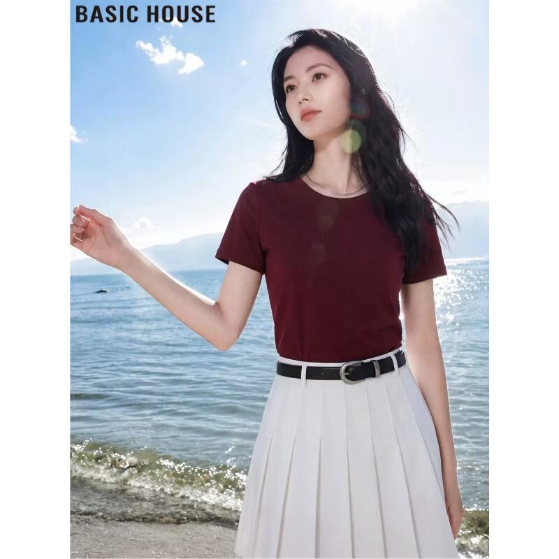 Basic House Women s Round Neck Short Sleeve T-Shirt One Size