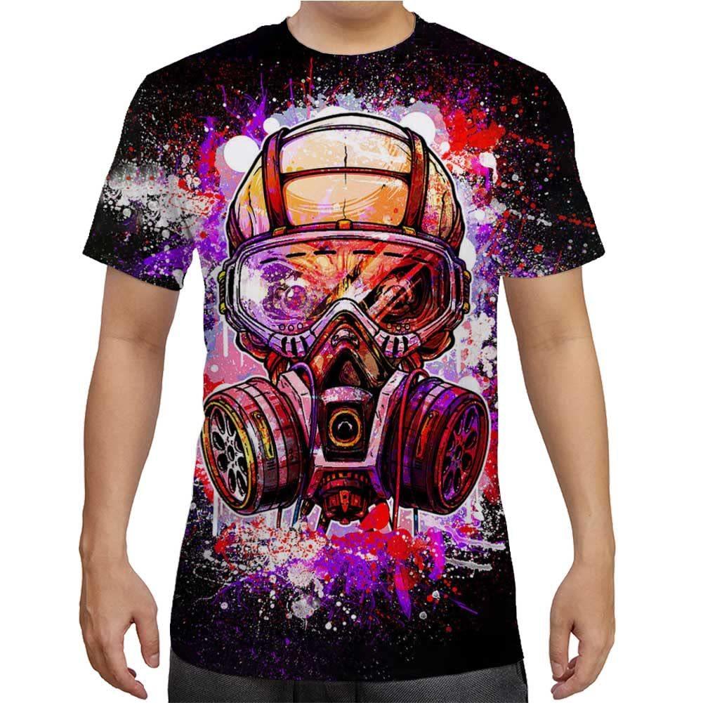 Summer Round Neck 3D Skull Print Top Fashionable Casual Short Sleeved Men's T-shirts
