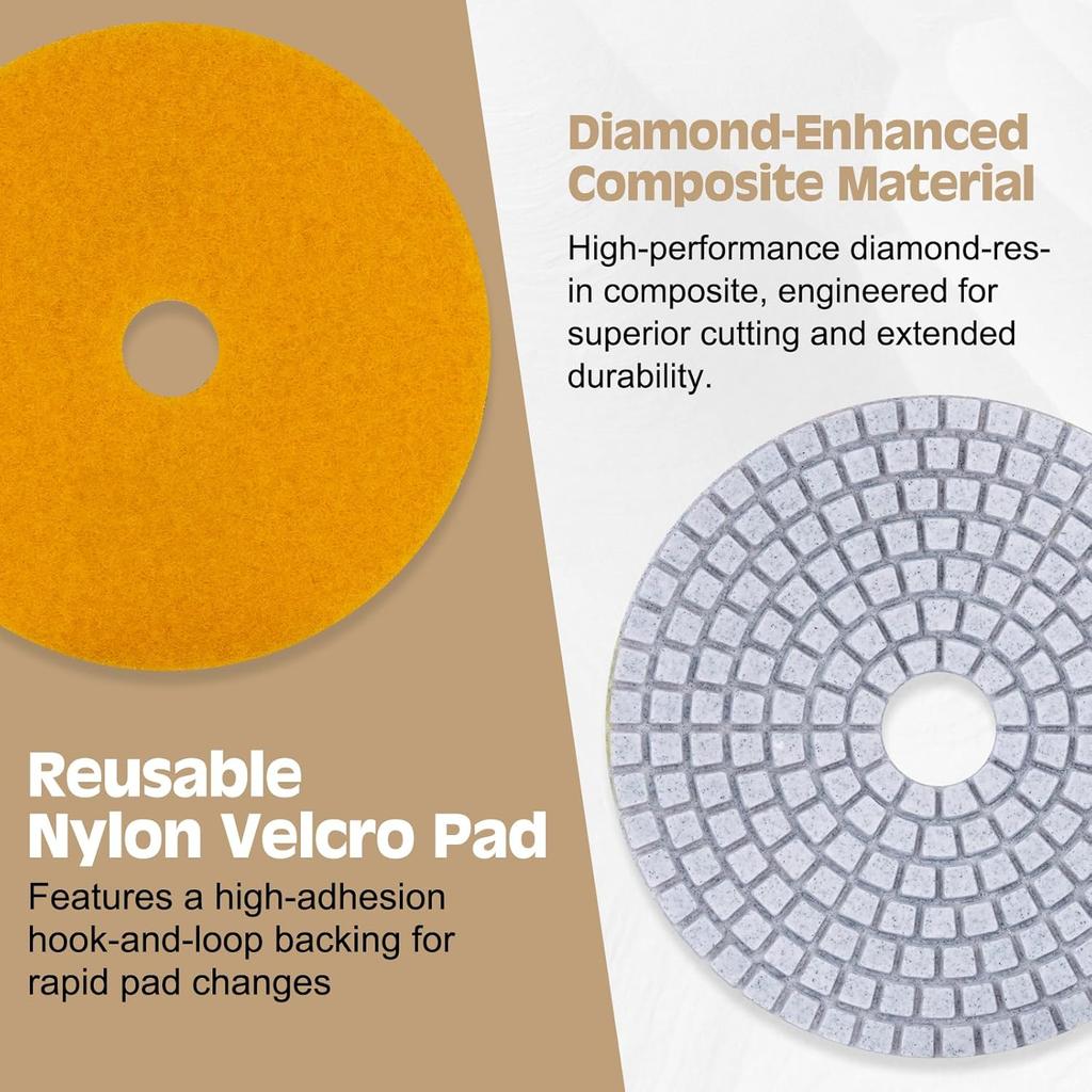 20 Pack 4 Inch Diamond Polishing Pads, Granite Polishing Pads Kit With 5/8''-11 Backer Pad, 50-6000 Grit Wet/Dry Polishing Pads For Marble, Concrete,