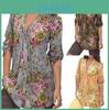 Elegante Bb Dames Bloemenprint V-hals Grote Maten Top Tuniek Voor Alle Seizoenen