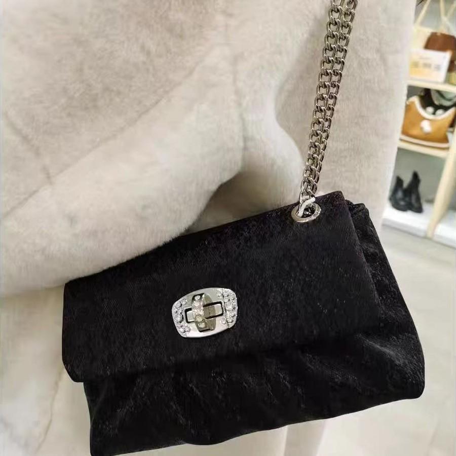 Sweet daughter wind small square bag new niche chain bag high-end pleated shoulder messenger bag