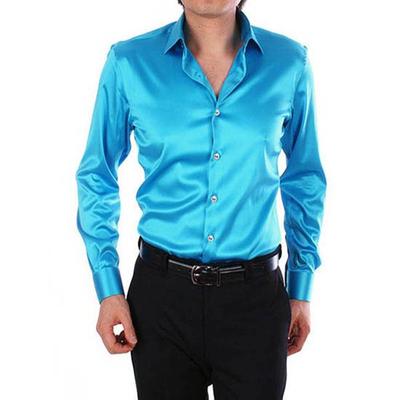 Camicia in raso di seta allentata da uomo a maniche lunghe di marca Camicie eleganti da uomo di alta qualità Chemise per feste di matrimonio