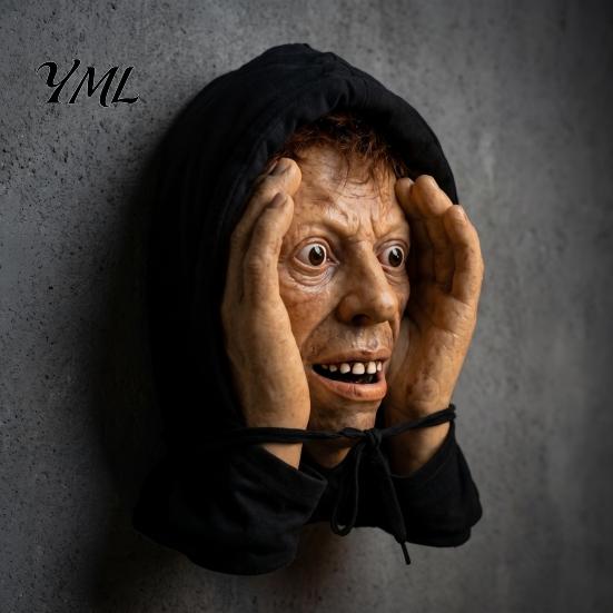 Strašidelné samolepky na okno, Strašidelná maska na žert, Realistická halloweenská strašidelná rekvizita na sklo, venkovní ozdoby, Povrchy, Děsivá závěsná dekorace obličeje, Strašidelná
