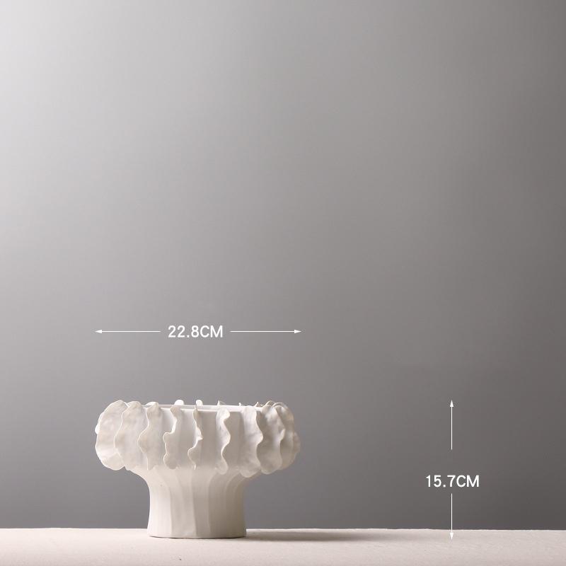 Керамическая ваза Белые плиссированные лепестки Горшок для цветов Ручная работа Ваза для цветов Волнистое кружево Аксессуары для цветочных композиций Домашний декор